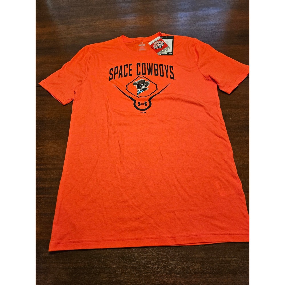 Under Armour T-Shirt Women Small Orange Space Cowboys MiLB Graphic Tee NEW